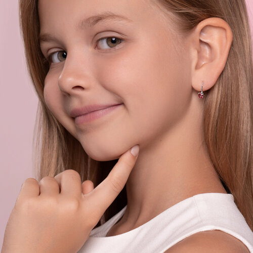 Серьги из серебра с красными фианитами - фото 2