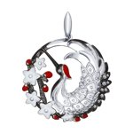 Подвеска из серебра с эмалью с фианитами