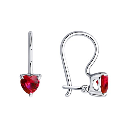 Серьги из серебра с красными фианитами - фото 1