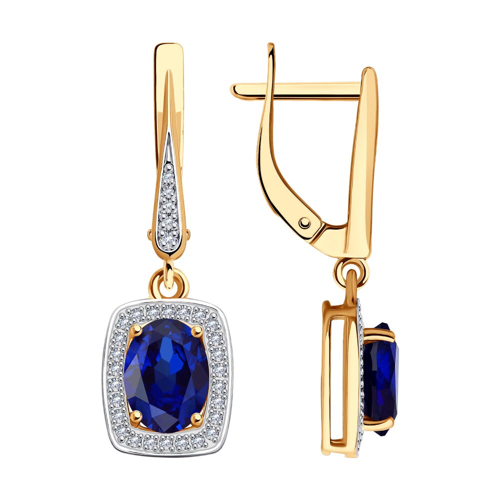 

Серьги длинные SOKOLOV Diamonds из золота c бриллиантами и крупным сапфиром