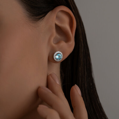 Серьги из серебра с топазом и фианитами - фото 3