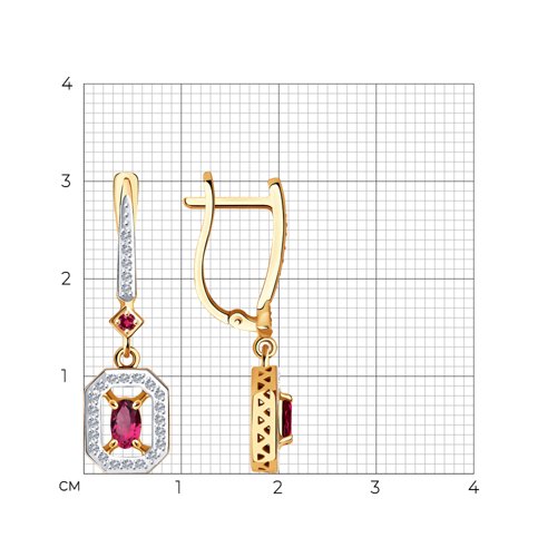 Серьги из золота с бриллиантами и рубинами 4020426 SOKOLOV фото 2