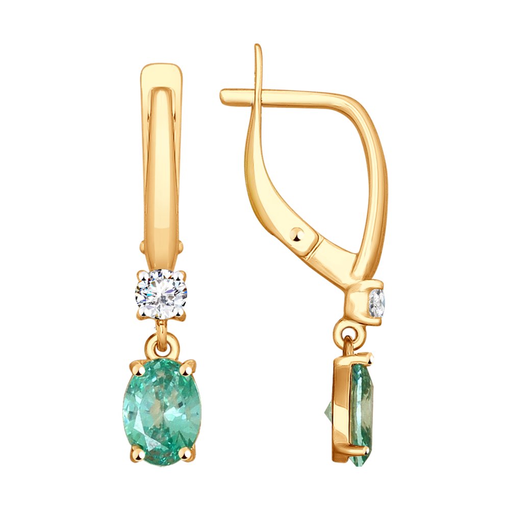

Серьги SOKOLOV из золота с бесцветными и зелеными Swarovski Zirconia