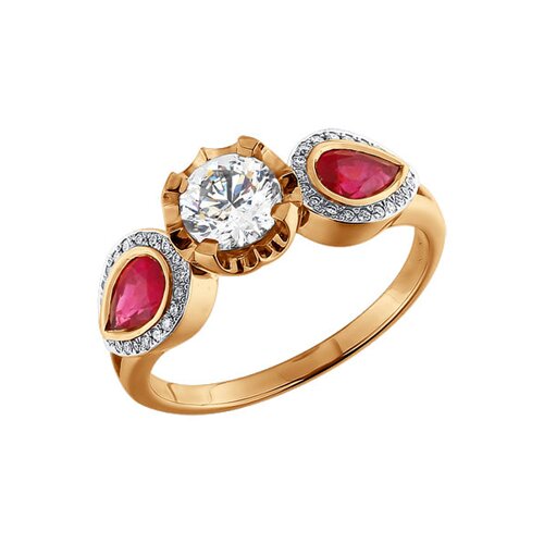 

Кольцо SOKOLOV из красного золота с бриллиантами, рубинами и топазом swarovski