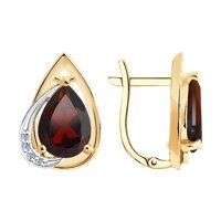 Серьги из золота с гранатами и фианитами