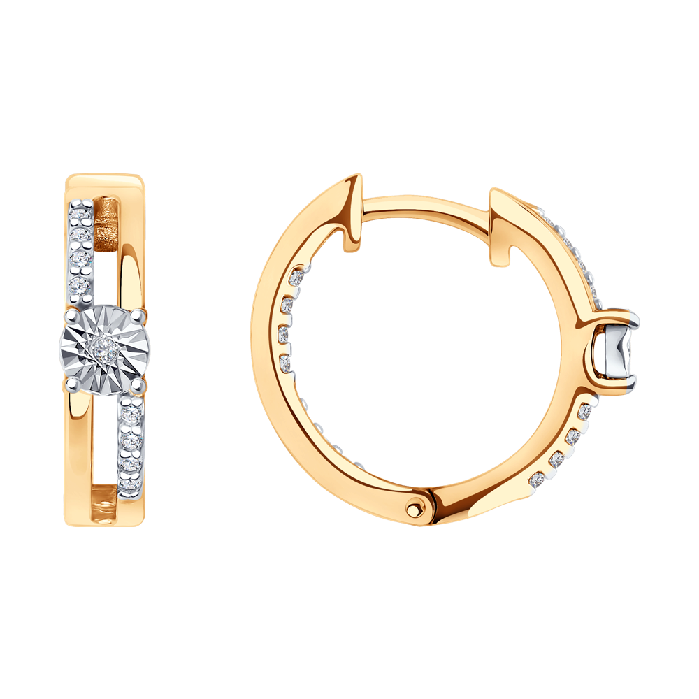 Серьги SOKOLOV из золочёного серебра с бриллиантами и фианитами