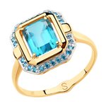 Кольцо из золота с топазами Swarovski и фианитами