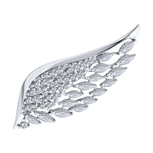 Брошь из серебра с фианитами - фото 1