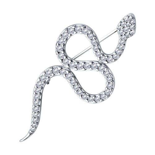 Брошь из серебра с фианитами - фото 1