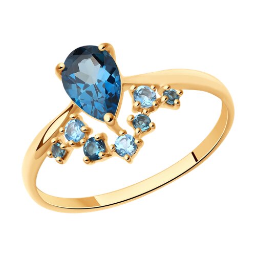 Кольцо из золота с голубыми и синими топазами 715028 SOKOLOV фото