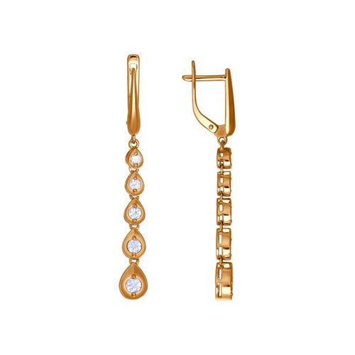 

Серьги длинные SOKOLOV из золота со swarovski zirconia