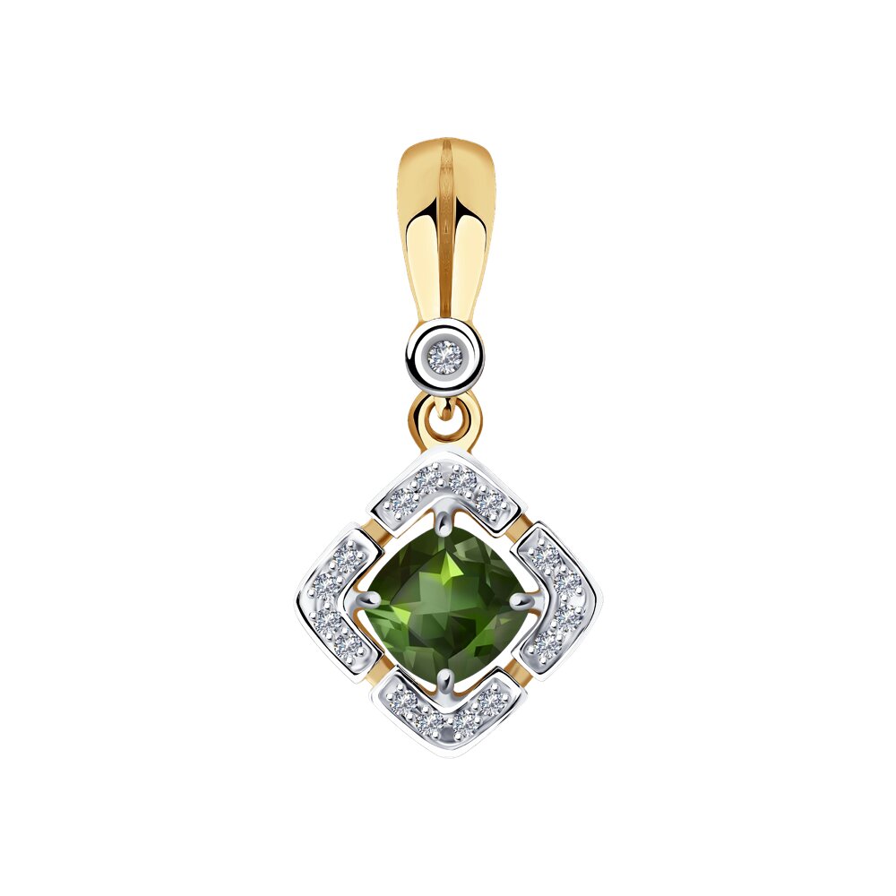 

Подвеска SOKOLOV Diamonds из золота с бриллиантами и турмалином