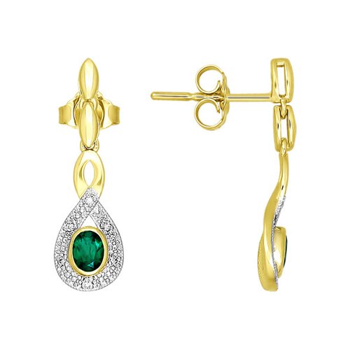 

Серьги длинные SOKOLOV из жёлтого золота с бриллиантами и изумрудами