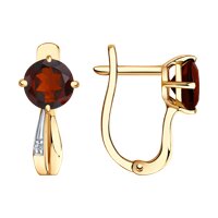 Серьги из золота с гранатами и фианитами