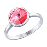 Кольцо из серебра с розовым кристаллом Swarovski