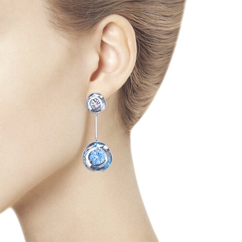 Серьги из серебра с фианитами