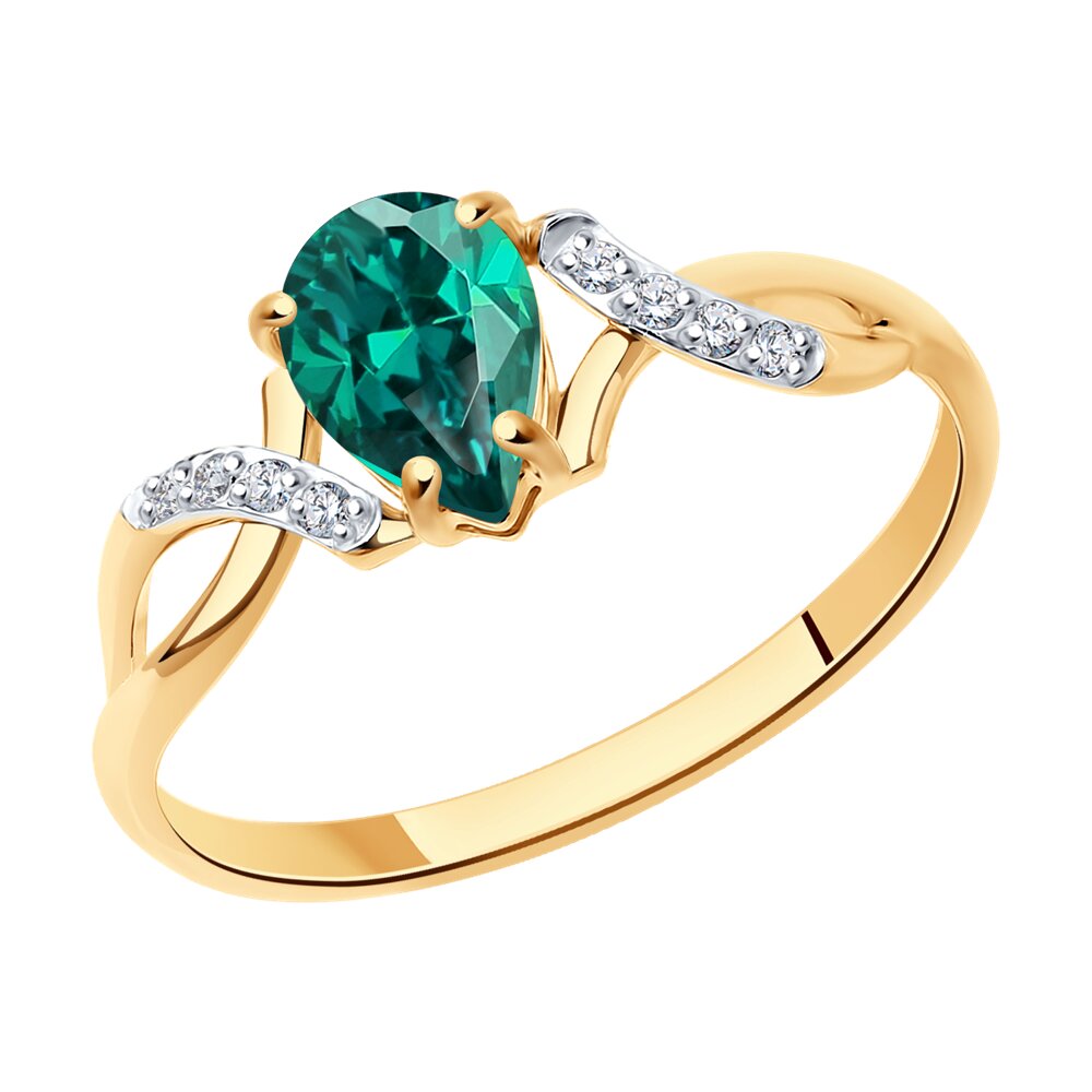 

Кольцо SOKOLOV из золота с гидротермальным изумрудом и фианитами