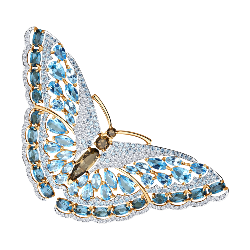 фото Брошь «бабочка» с топазами sokolov