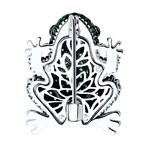 Брошь из серебра с фианитами и эмалью - фото 2