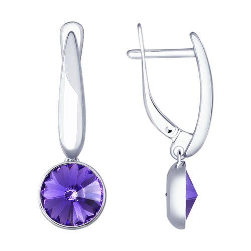 Серьги из серебра с сиреневыми кристаллами Swarovski