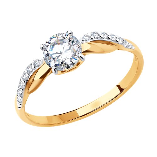 Помолвочное кольцо из золота со Сваровски