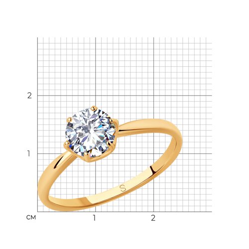 Кольцо из золочёного серебра с фианитом - фото 5