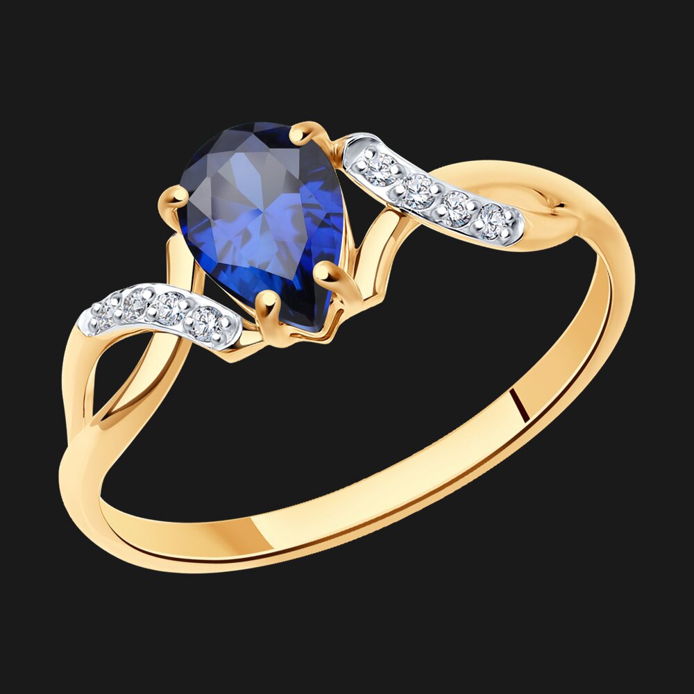 Кольцо SOKOLOV из золота с корундом и фианитами, фото 4