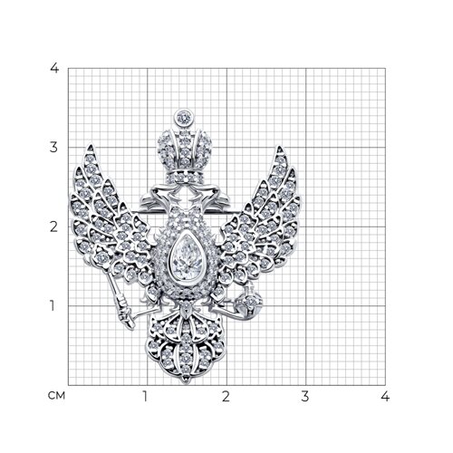 Брошь из серебра с фианитами - фото 3