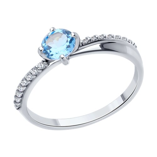 Кольцо из серебра с топазом и фианитами - фото 1