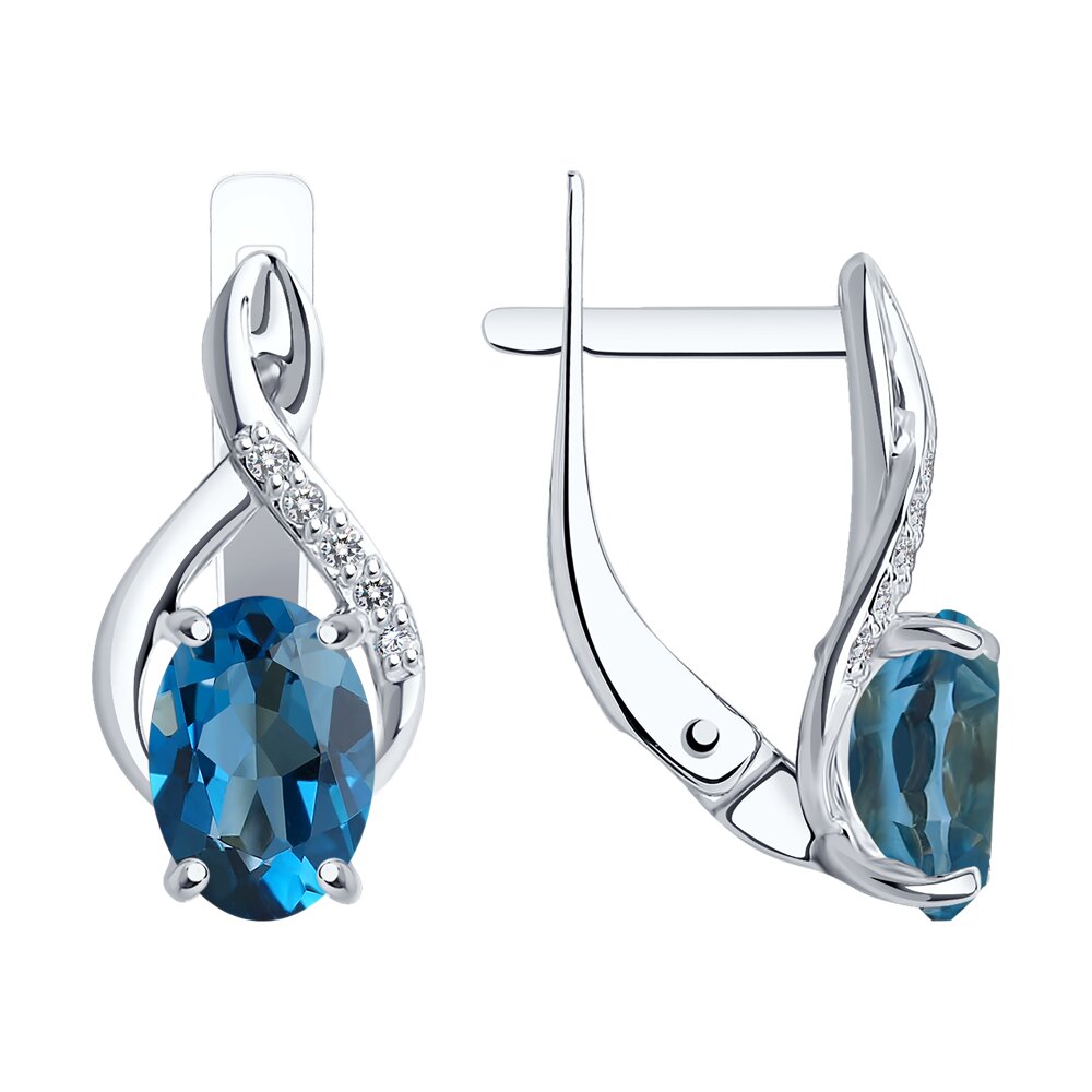 

Серьги SOKOLOV Diamonds из белого золота с бриллиантами и лондон топазами