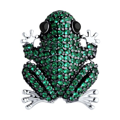 Брошь из серебра с фианитами и эмалью - фото 1