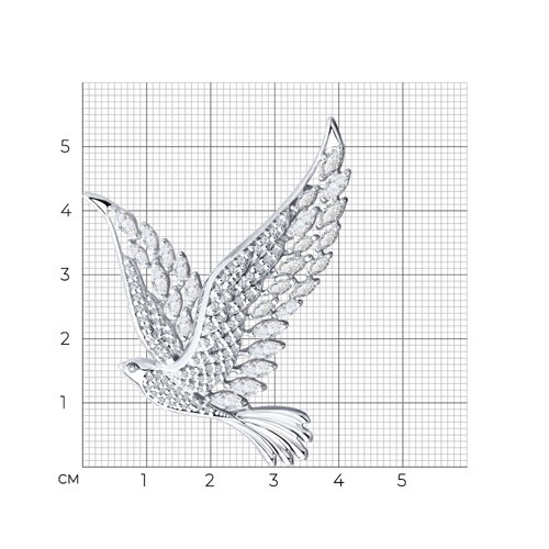 Брошь из серебра с фианитами - фото 5