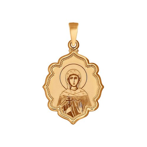 Иконка из золота Святая мученица Валентина с лазерной обработкой