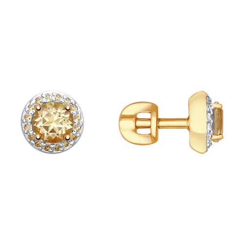 Серьги из золота с топазами Swarovski и жёлтыми Swarovski Zirconia