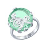 Кольцо из серебра с ситаллом и сканью