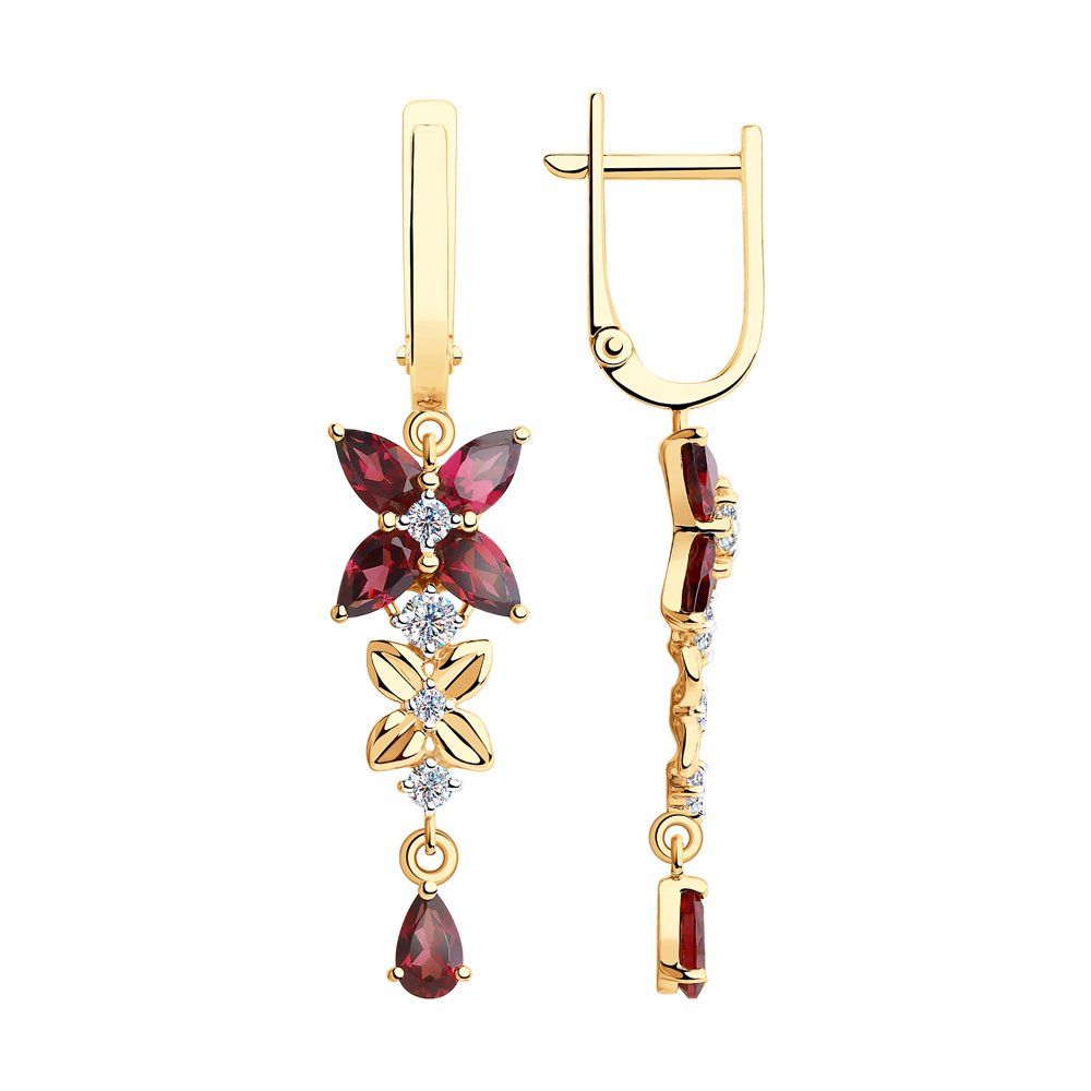 

Серьги SOKOLOV из золота с родолитами и фианитами