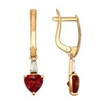 Серьги из золота с бесцветными и красными Swarovski Zirconia