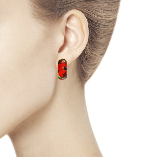 Серьги из золочёного серебра с эмалью