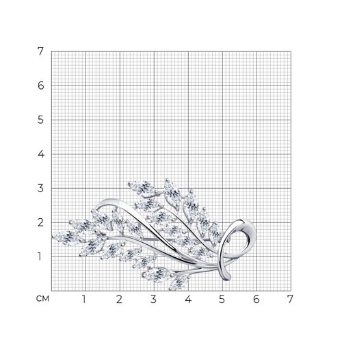 Брошь из серебра с фианитами - фото 3