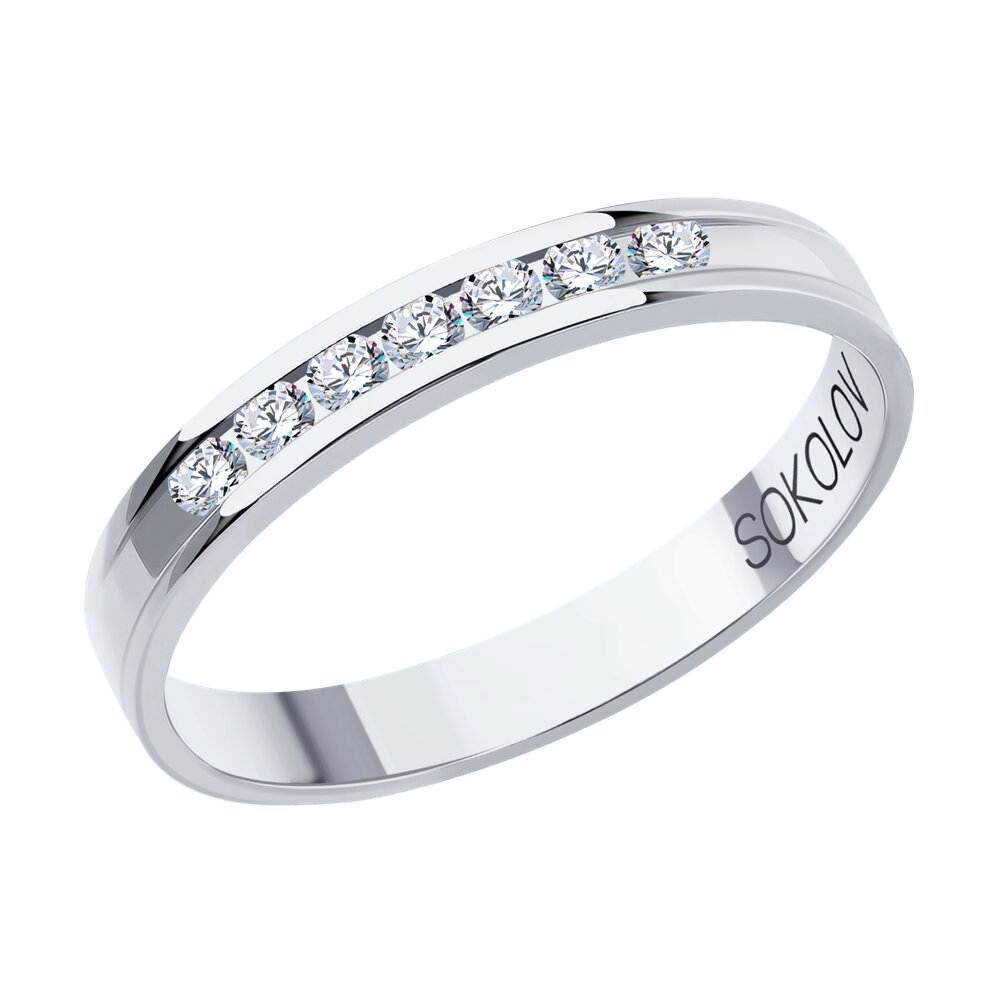 Обручальное кольцо SOKOLOV Diamonds из белого золота с бриллиантами