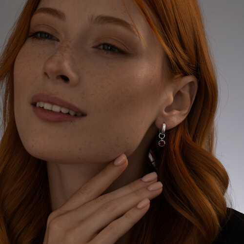 Серьги из серебра с гранатами - фото 3