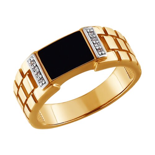 Кольцо из золота с эмалью и фианитами