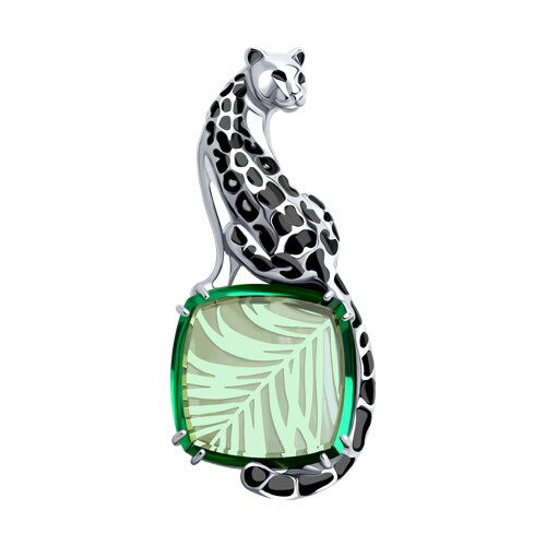 Брошь из серебра с ситаллом и эмалью - фото 1