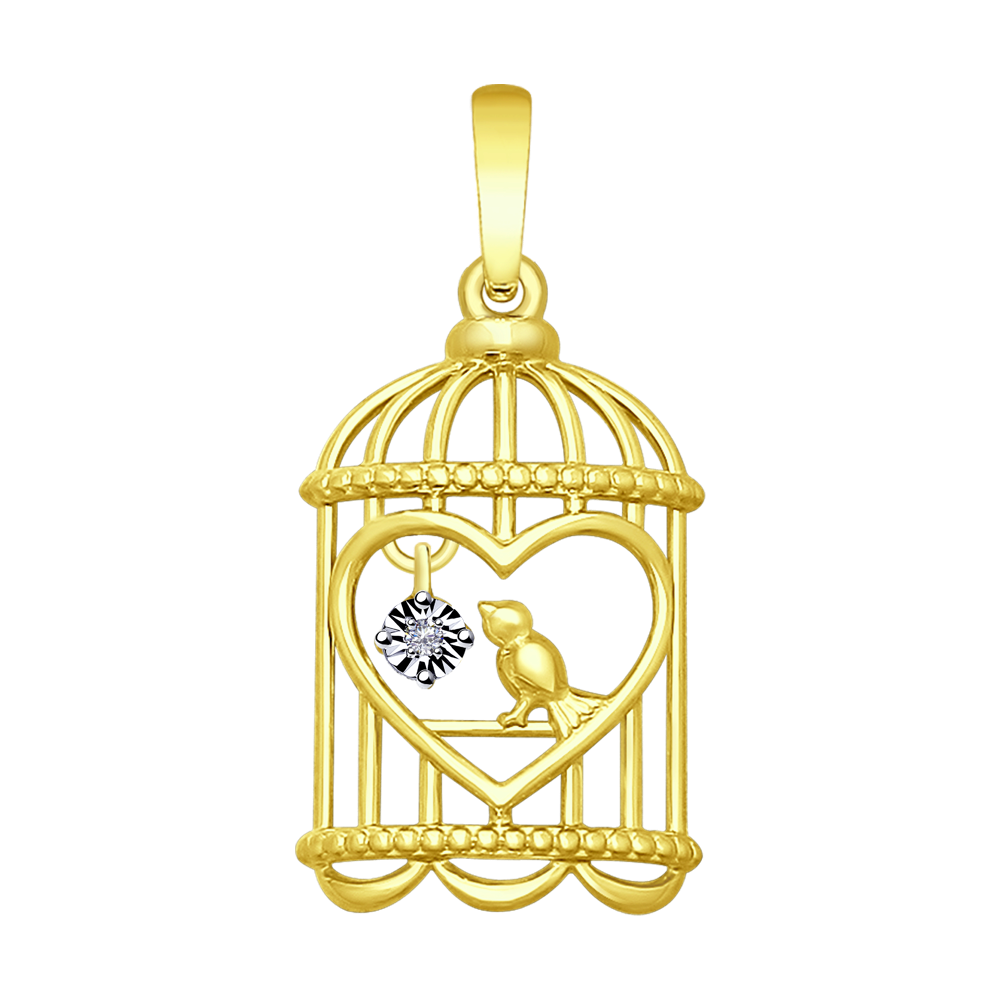 фото Подвеска sokolov diamonds из комбинированного золота с алмазной гранью с бриллиантом