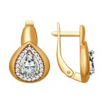 Серьги из золочёного серебра с фианитами