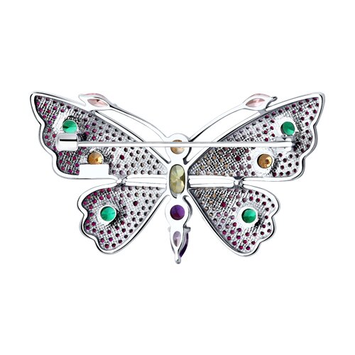 Брошь из серебра с корундами и фианитами - фото 2