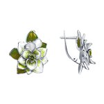 Серьги из серебра с эмалью и фианитами