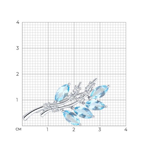 Брошь из серебра с топазами и фианитами - фото 4