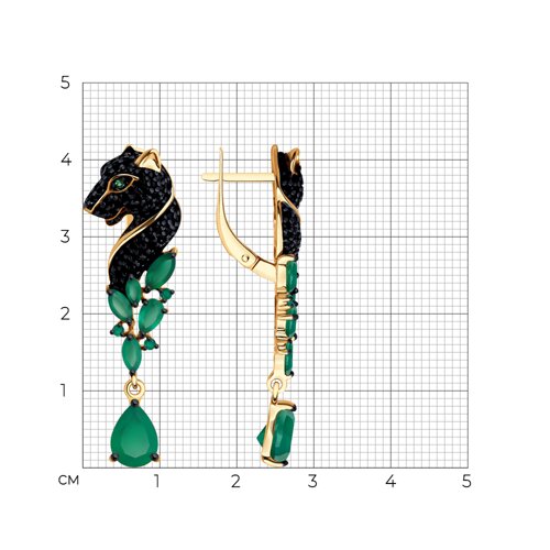 Серьги из золочёного серебра с агатами и фианитами - фото 4