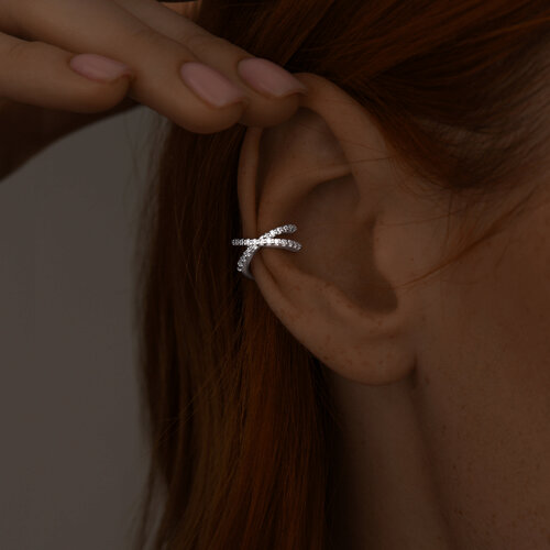 Серьга из серебра с фианитами - фото 3